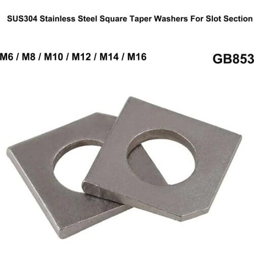 SUS304 Stainless Steel Square Taper Washers For Slot Section M6 M8 M10 M12 M14 M16