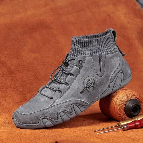 Mens Sneakers Suede Leather Men Loafers Shoes Fashion Slip on Men Driving Shoes Soft Italian Shoes Driving Shoes Leisure Walk