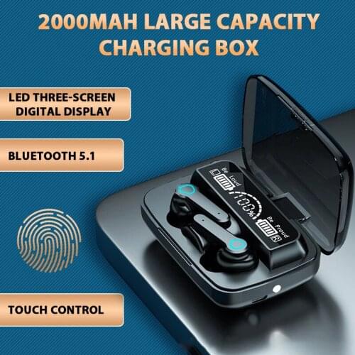 New 2000 mAh Wireless Headphones Bluetooth Earphone LED Display Sports Waterproof Earbuds HiFi Stereo Headset With Microphones