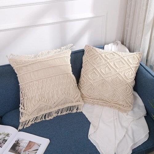 MOMS YARD New Macrame Handmade Cotton Thread Pillowcase Bohemia Moroccan Sofa Cushion Cover Decorative Pillowcase High-end Gift