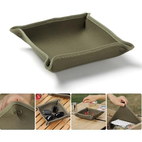 Outdoor Folding Canvas Travel Storage Box Desktop Jewelry Sundries Makeup Lipstick Folding Tray Durable Outdoor Camping Bucket