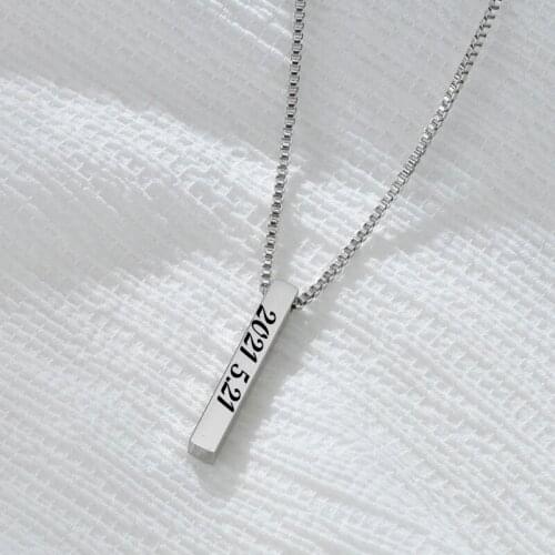 Personalized Vertical Blank Bar Necklace Stainless Steel Customized Name Plate Necklace Engrave Letters Numbers Jewelry Gifts