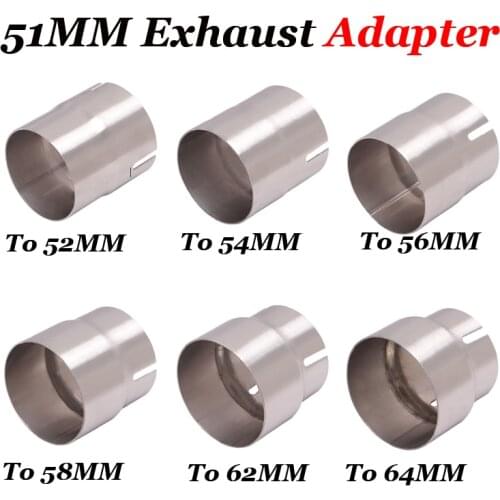 51mm Change to 52MM 54MM 56MM 58MM 62MM Motorcycle Exhaust Adapter Mild Steel Convertor Adapter Reducer Connector Pipe Tube Race