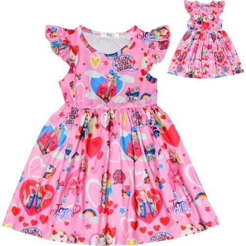 JOJO Siwa Unicorn Girls Dress Sleeveless Party Costume Girl Kids Clothes Princess Printed Outfits Dresses Baby Birthday Gifts