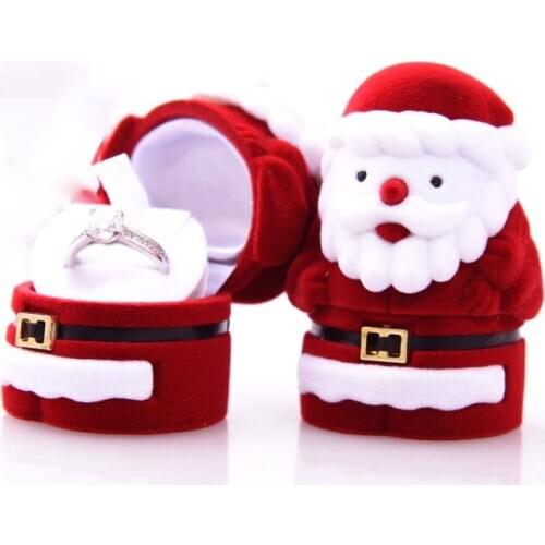 Christmas Velvet Small Gift boxes Jewelry personalized Santa Claus packaging Ring Bisplay box