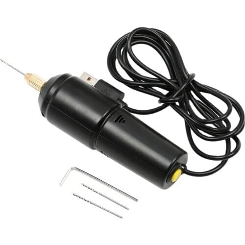 Handheld Mini Electric Drill for Pearl Epoxy Resin Jewelry Making DIY Wood Crafts Tools with 5V USB Data Cable