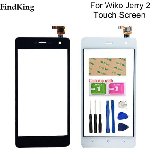 5'' Mobile Touch Screen For Wiko Jerry 2 Touch Screen Front Glass Capacitive Digitizer Panel Lens Sensor Tools 3M Glue