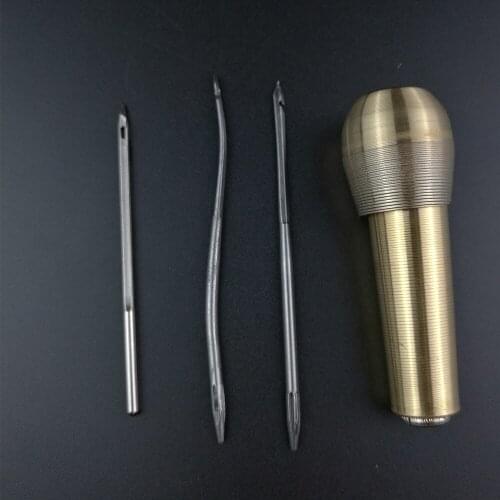 Canvas Leather Sewing Awl Taper-shank Crude Needle Leathercraft Kit Tool Taper-shank Needle Hole Hook+Taper-shank + Needle Hole