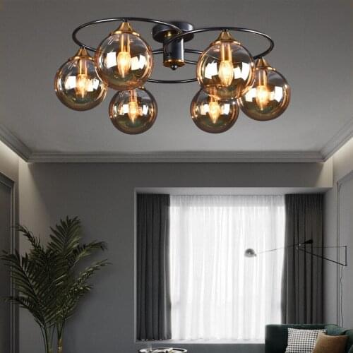 Modern Simple LED Chandelier Ceiling E14 Dining Living Room Nordic Glass Ball Haning Lights Bedroom Home Deco Lighting Fixtures