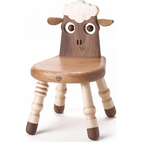 Warm lamb chair childrens furniture Chinese New Year gift solid wood chair small stool Baby Game Chair