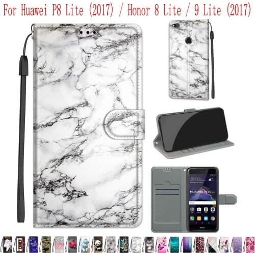 Sunjolly Case for Huawei P8 Lite2017 Honor 8 Lite 9 Lite2017 Wallet Stand Flip PU Leather Phone Case Cover coque capa Case Cover