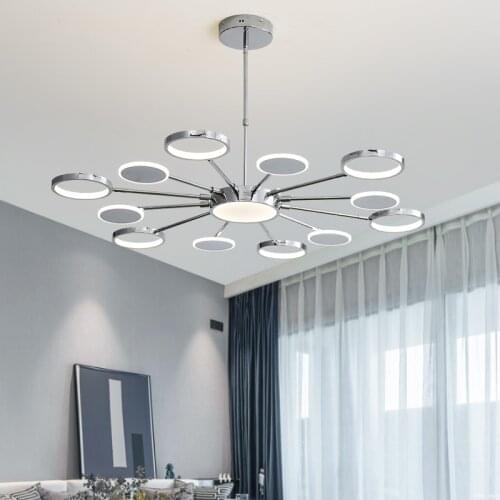 LED chandelier living room dining room bedroom dining room with remote control home loft chrome-plated Nordic modern lamps