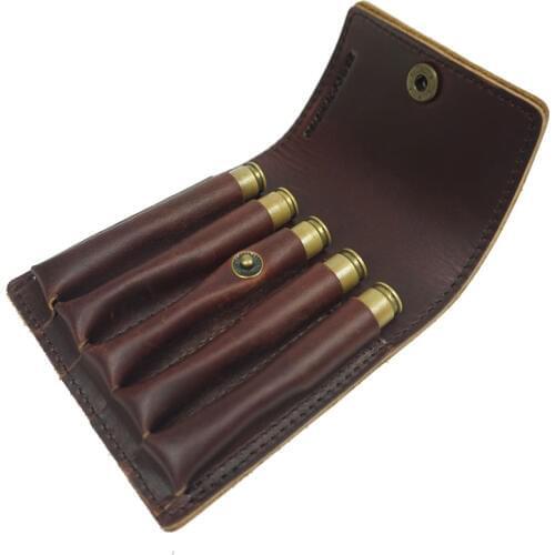 Tactical 5 Round Rifle Cartridges Holder Clip Thick Leather Ammo Pouch Carrier Shotgun Bullet Shell Bag Hunting Gun Accessorie
