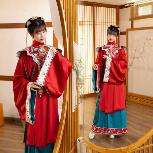 Crossbody Collar Traditional Han Clothing Large Sleeve Long Shirt Accessories Cloud Shoulder Horse Face Skirt