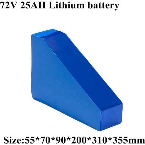 72V 25AH Triangle Lithium Ion Battery for 18650 Cell Electric Bicycle Battery 72V 1500w 3000w + 50 Amps BMS + 5A Charger