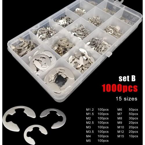 580/1000pcs M1.2 M1.5 M2 M3 M4 M5 M6 M8 M10 M12 M15 304 Stainless Steel Shaft External Retaining Ring E Clip Snap Circlip Washer