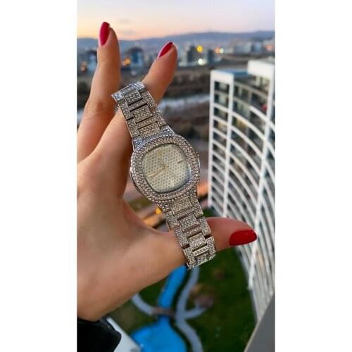 Daniel ferucci Womens Silver Steel Stone Analog Classic Fantasy Wrist Watch