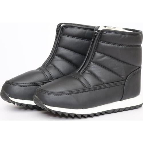 PU Sports Womens Lightweight Comfortable Cold And Warm Snow Boots Wholesale Front Zipper Zhongbang 3-5CM Round Toe Shoes