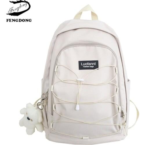 Fengdong women school bags waterproof large backpack for teenagers girls travel bagpack high school backpack for student bookbag