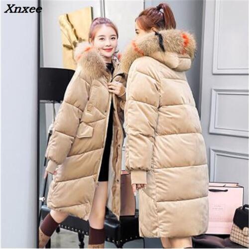 2018 Winter Women Hooded Coat Fur Collar Thicken Warm Long Jacket Female Plus Size Outerwear Parka Ladies Chaqueta Feminino