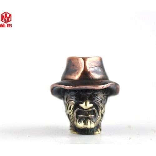 1PCS Cattle Worker Personality Pure Copper EDC Paracord Knife Bead Car Keychain Pendant Outdoor Camping Tool Accessories