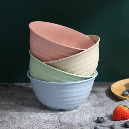 4Pcs Wheat Straw Bowls Unbreakable Cereal Bowls Wheat Straw Fiber Bowl Set for Children Rice Soup Bowls