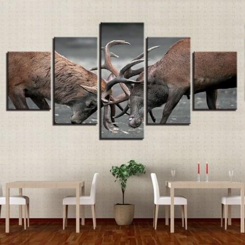 5 animal antlers deer picture frame HD print stag poster wall art living room home decor canvas