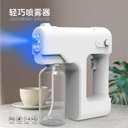 500ML Large Capatity Sterilization Spray Adjustable Spray USB Charging Wireless Nano Blue Light Steam Spray Disinfection Sprayer