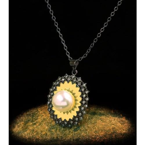 925 Silver New Chrysanthemum Necklace Small Fresh Sun Flower Necklace Round Diamond Pendant Sweater Chain