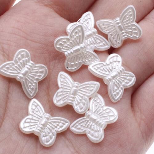 CHONGAI 100Pcs Fashion Butterfly shape Imitation Pearl White Beads For Jewelry Making DIY Beads Accessories 11*14mm