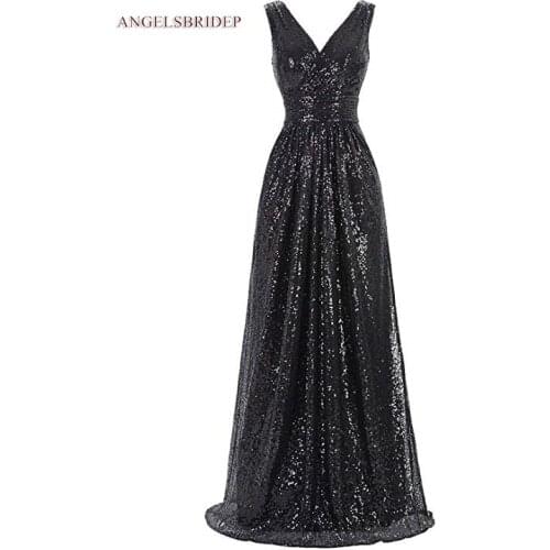 Spark Sequin Long Evening Dresses Party Gowns Sexy V-Neck Floor-Length Robes De Soiree Formal Celebrity Prom Dresses