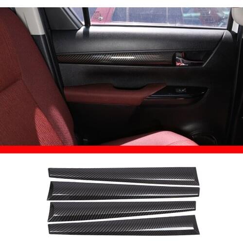 For 2015-2021 Toyota Hilux ABS carbon fiber pattern door inner door panel trim car interior modification accessories