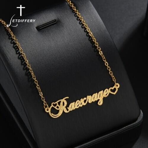 Letdiffery Custom Heart Name Necklace For Women Personlized Frosted Women Girl Necklaces Wedding Jewelry