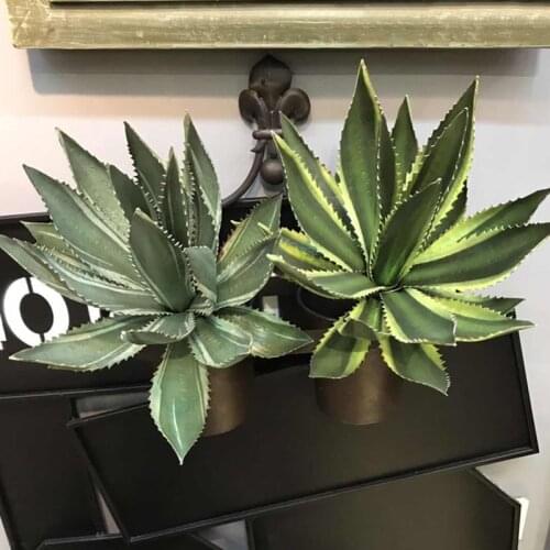 40cm Large Artificial Succulent Plants Fake Tropical Aloe Plastic Sisal Plants Real Touch Palm Tree Green Leaves for Potted Home