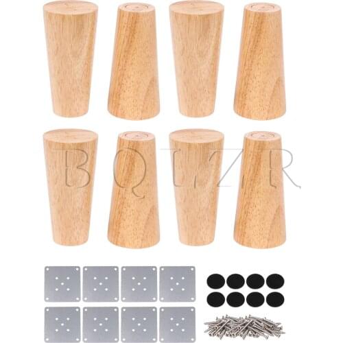 BQLZR 8 x Wood Color Tapered Sofa Cabinet Furniture Vertical Legs 12 x 4 x 6cm