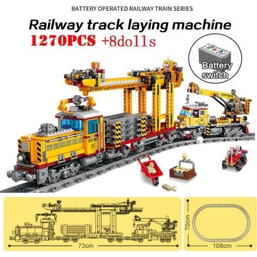 Technical City Rail Battery Powered Electric Train Building Blocks Farm Steam Missile Figures Children Educational Toys Gifts
