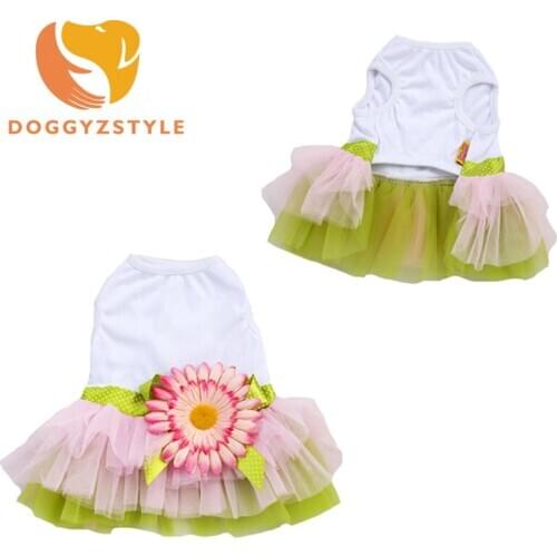 Colorful Sweet Puppy Dog Princess Skirt Pet Dog Lace Flowers Print Tutu Dress Puppy Wedding Dresses Chihuahua DOGGYZSTYLE