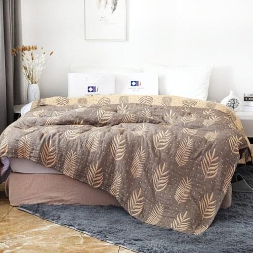 Leaf Summer Washed Quilt Cotton Air-conditioning Comforter Soft Breathable Cool Blanket Thin Blanket Print Bedspread Bed Cover
