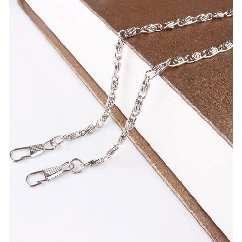 6pcs/lot 28cm Metal Chain In Jewelry Sliver 4*12mm Wallet Chains Leash Pant Jean Bag Keychain Ring Clip Hip Hop Jewelry Decorati