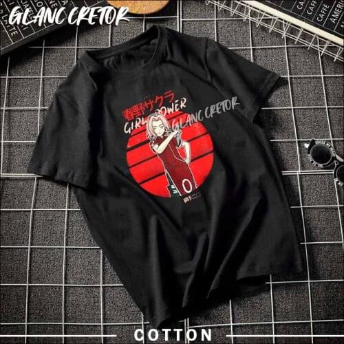 Sakura T Shirt Men Japanese Anime Manga Japan Short Sleeve T-shirt Cotton Short Sleeve 90s Vintage Tee Shirt Homme