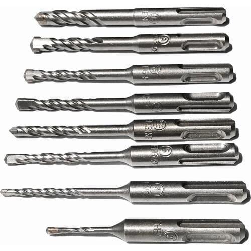 Free shipping 8PCS/10PCS set of Solid alloy Tip SDS Plus Round Shank 4 hollow hammer Drill Bits for home DIY decoration purpose