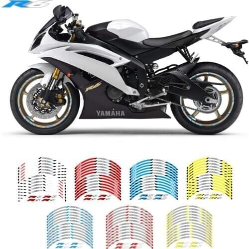 Motorcycle front and rear wheels Edge Outer Rim Sticker Reflective Stripe Wheel Decals For YAMAHA YZFR6