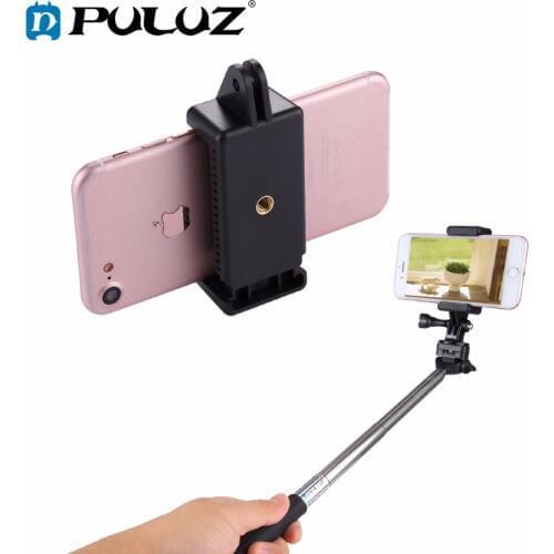 PULUZ Selfie Sticks Tripod Mount Adapter Phone Clamp for GoPro HERO5 Session /5 /4 Session /4 /3+ /3 /2 /1, Xiaoyi Sport Camera