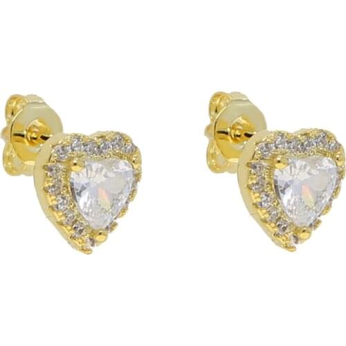 Simple Design Silver Color Heart Stones Stud Earrings for Women New Brand Fashion Romantic Prong Setting Earring Gift