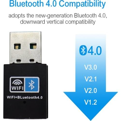 150Mbps WiFi Bluetooth USB Adapter2.4G Bluetooth V4.0 Dongle Network Card RTL8723BU Wireless Adapter for Desktop Laptop PC