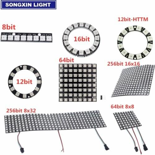 8 12 16 64 channel WS2812 WS2812B WS 2811 5050 RGB LED Lamp Panel Module 5V 8Bit 12Bit 64Bit 256Bit 16Bit Rainbow LED Precise