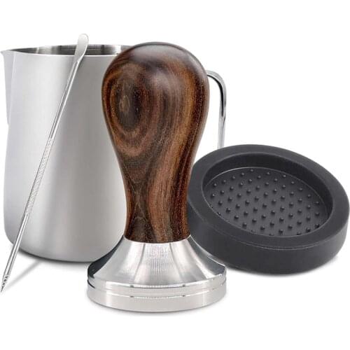 Tamper 51 Mm, Stainless Steel Coffee Tamper, Including Espresso Tamper. Tamper Mat, Milk Jug, Barista Pen-Barista Set