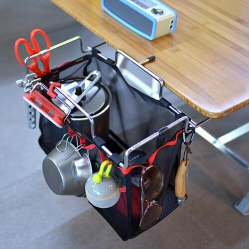 Outdoor Camping Portable Storage Grid Picnic Table Rack Barbecue Stand Net Bag for outdoor camping picnic kitchen Party Lawn