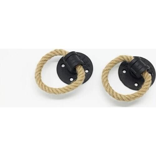 Vintage 1.26 inch drop ring drawer knobs hemp rope black bronze closet handle knobs Cabinet handle Furniture Hardware