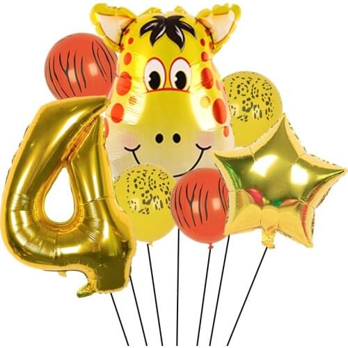 Giraffe Animal Jungle Theme Balloons Birthday Party Decorations Baby Shower Christmas Decor Helium Foil Globos Kids Favors Toys